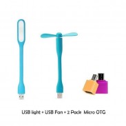 4 In 1 Combo Offer of USB Light - USB Fan and 2 Pack Micro OTG